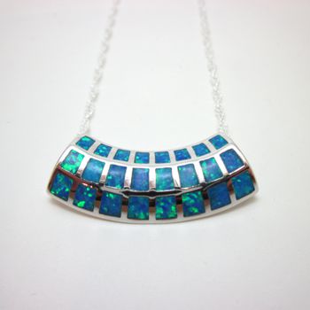 Blue Fire Opal Sterling Silver Slide Pendant with chain
